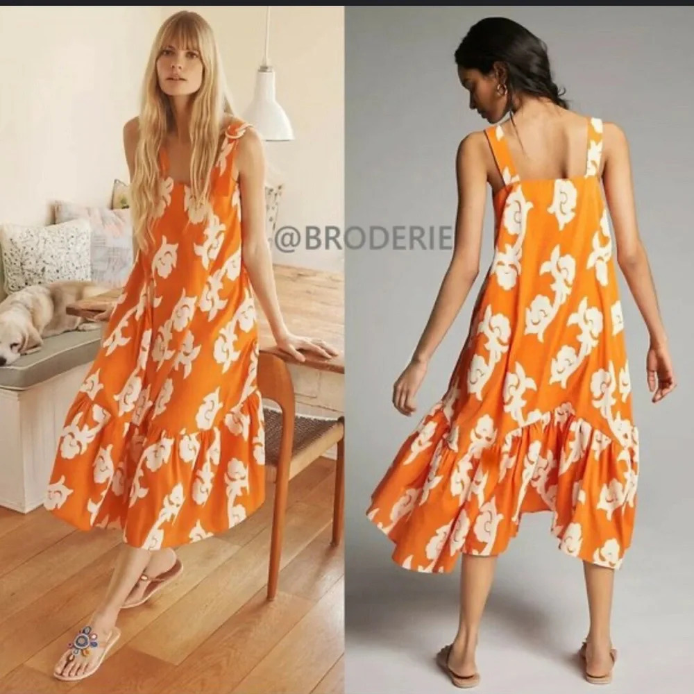ANTHROPOLOGIE Phoebe Flounced Maxi Dress